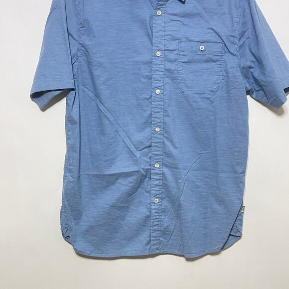The North Face Button Down Short Sleeve Mens Shirt Light Blue Striped Pocket - Picture 7 of 8